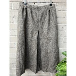 Vintage Wool Tweed Midi Academia Geek Chic Skirt Brown Slit Button Zip Preppy S